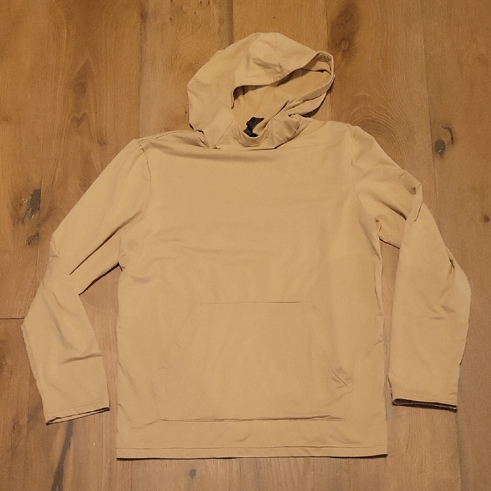 Gaiam Tan Athletic Hooded Long Sleeved Soft Top Size Medium